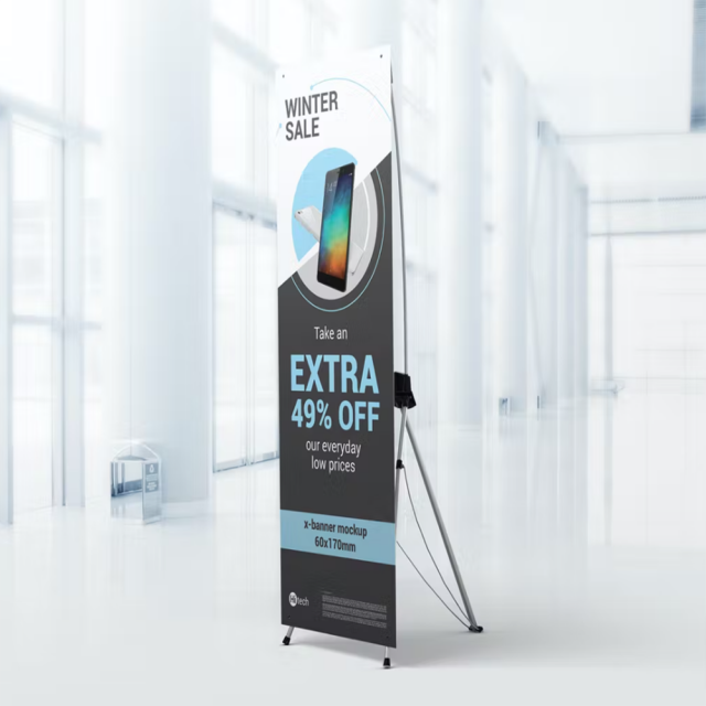 X Banner Stand 24x63 | Light and portable banner display for indoor use | Bannerstore.com